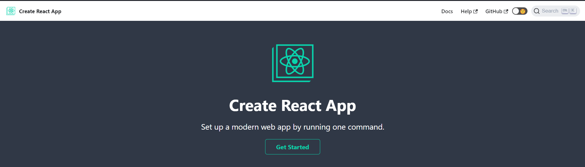the home page of create react app